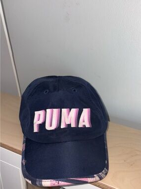 Puma Kids Navy Cap with Pink Logo